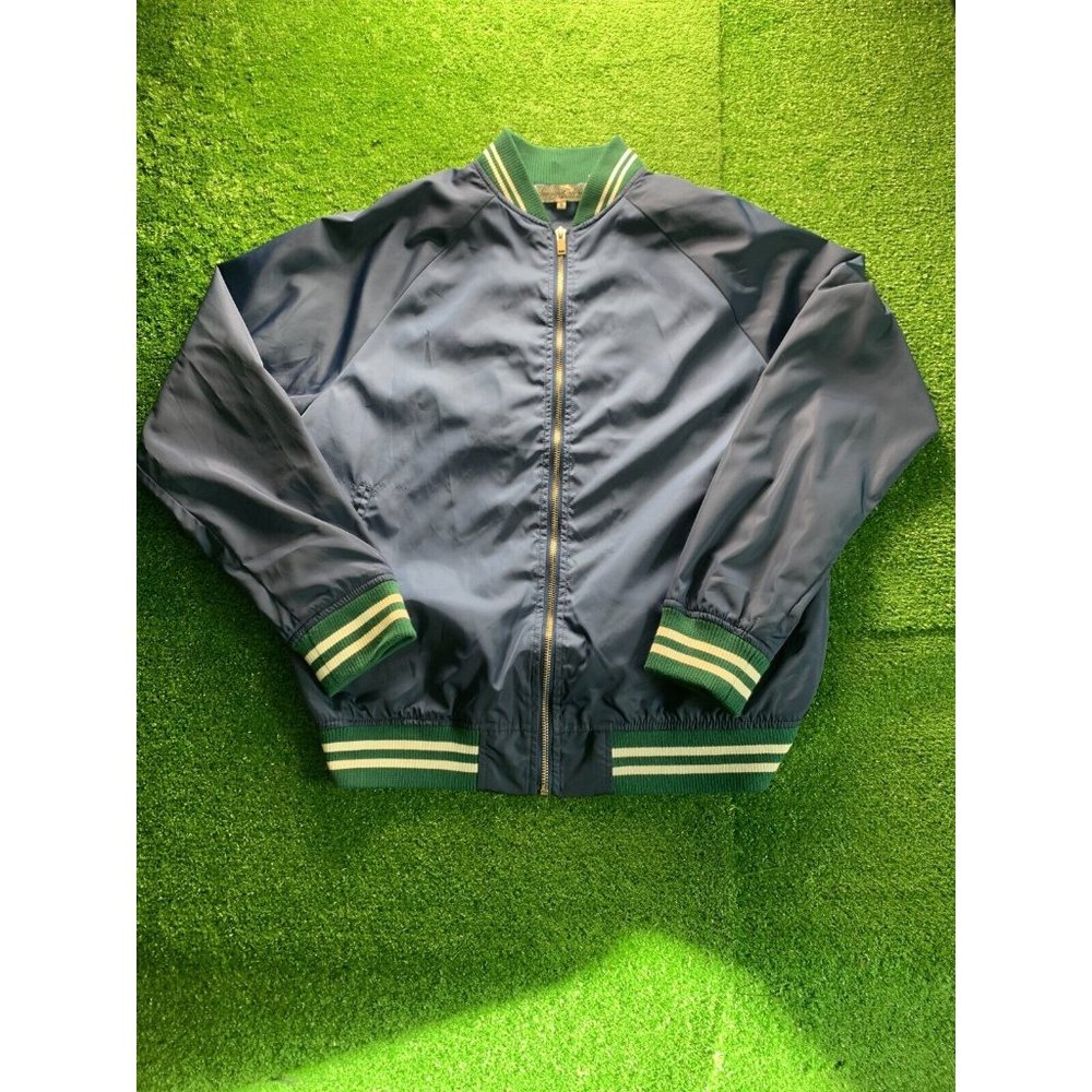 Sovereign Code Blue and Green Zip Up Bomber Jacket Men Size Small